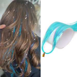 90Cm Sparkle Tóc Tổng Hợp Tinsel Laser Vàng Kim Loại Sáng Bóng Nhiều Màu Lấp Lánh Cổ Tích Phụ Kiện Tóc Thẳng Sợi Nhiệt Độ Cao