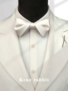Grooms Wedding Tuxedo Bow Tie Set Ultra Narrow Style Business Formal White Double Knot Lapel Pin Mens Fashion Accessories