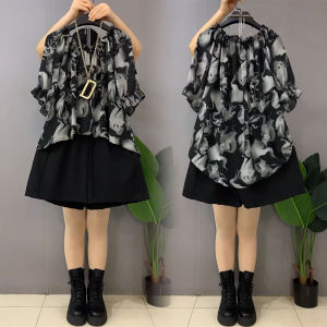 Plus Size Ladies Plus Size Womens Clothing Loose Slim Fit Black Work Clothing Accessible Luxury Younger Stylish Sister Loose-Fit Temperament Shirt Summer