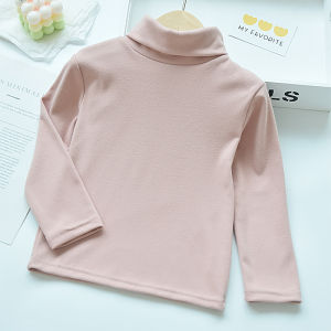 Áo Thun Cổ Cao Tay Dài Cho Bé Gái Mùa Thu Đông Phong Cách Mới Trẻ Em Trai Áo Thun Cotton Co Giãn Thoải Mái Thoáng Khí