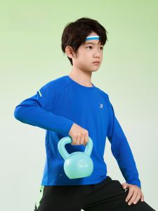 XTEP Kids Quick Dry Long Sleeve T-Shirt Sportswear UV Protection Boys Top Polyester Fiber Standard Fit Spring Autumn
