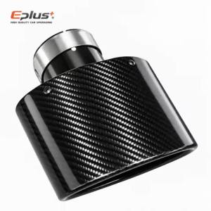 Ống Pô Xe Hơi Bằng Sợi Carbon Bóng Mạ Bóng Hình Oval Đầu Ống Xả Bằng Thép Không Gỉ Màu Bạc/đen Kiểu Vát Trên/dưới Trang Trí