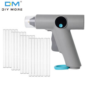 ปืนกาวร้อนไร้สายแบบ DIY พร้อมหน้าจอแสดงอุณหภูมิแบตเตอรี่ลิเธียมไฟ LED พร้อมเครื่องมือทำงานฝีมือในครัวเรือนกาวแท่ง22ชิ้น