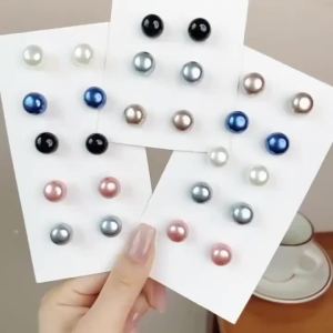 5-12pcs Women Pearl Button Pins Free Sewing Detachable DIY Shirt Brooch Buttons Safety Button for Dress Coat Sweater Shirt Decor