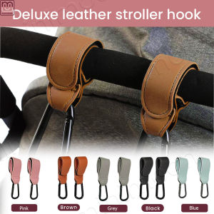 2Pcs Adjustable Baby Stroller Hooks PU Leather with Climbing Buckle for Pram Organization