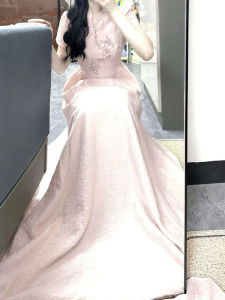 New Chinese Style Fairy Skirt Dress Waist Cinched Slimming Qipao Summer 2026 Soft Medium Folded Hollow out City Commute Daily