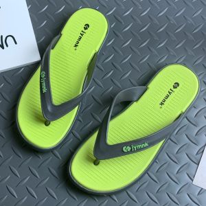 Mens Summer Outdoor Sports Casual Beach Sandals Soft Bottom Slip-On PVC Material Flat Heel Wear-Resistant Flip Flops