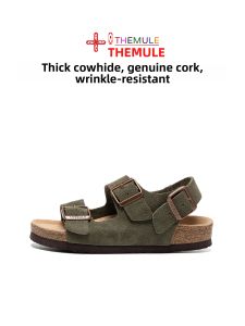 THEMULE | Summer Leather Cork Sandals Double Buckle