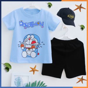 [Cao Cấp Mịn Đẹp] Đồ Bộ Bé Trai Size Đại 15kg-42kg Chất Cotton Co Giãn 4 Chiều Mềm Mịn Hút Mồ Hôi Hình Doremon-1463.4.KT