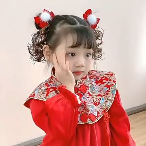 Set 2 kẹp tóc giả nơ cục bông dễ thương cho bé gái phong cách hàn quốc