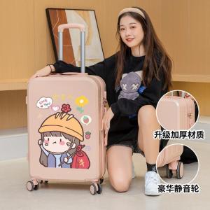 Durable Travel Suitcase Womens Cartoon Pattern 20 Inch All-Motion Wheel Password Box Robust Luggage Carry-On Bag