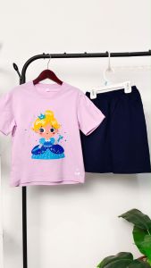 Naked & Free Setelan Bayi Anak Seri Blue Princess Usia 6 Bulan - 8 Tahun Bahan Katun Combed