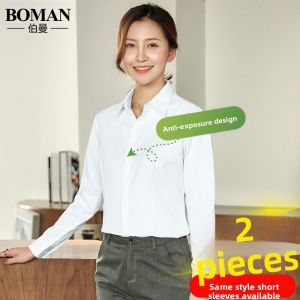 Boman | Spring New Arrivals Stylish Design Unique White Long-sleeve Blouse Business Wear