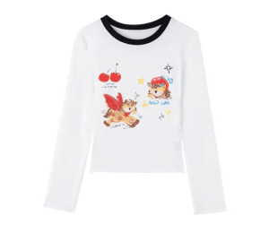 KEIKO | Slim Fit Short Style Long Sleeve T-Shirt Pony Print