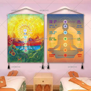 ภาพปักผนังลายยันต์สำหรับการทำสมาธิบำบัด งานศิลปะตกแต่งสำหรับโยคะ รูปทรงสี่เหลี่ยมผืนผ้าผ้าผสมแบบยาว