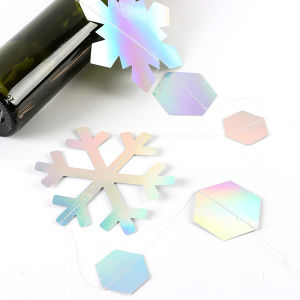 (4เมตร/แพ็ค) 4.8-13.5ซม. สายดอกไม้เกล็ดหิมะตกแต่งคริสต์มาสธงเกล็ดหิมะสีรุ้งจี้วันวาเลนไทน์สำหรับงานเลี้ยง