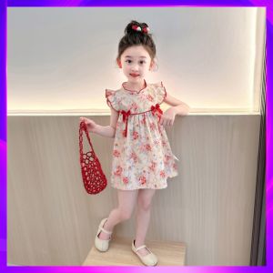 Rabbit Style Cheongsam Skirt for Girls Childrens Retro Summer New Arrival Cotton Material Ladies Silk Top Brand Clearance