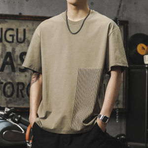 Summer New Arrival Japanese Style Stripe Short Sleeve Mens Anti-Wrinkle Solona ICE Cotton T-Shirt Half Sleeve American Casual Tops