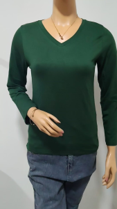 Kaos Wanita Lengan Panjang V-Neck Polos Atasan Wanita/Leher V Polasan Spandex Adem Grosir Murah