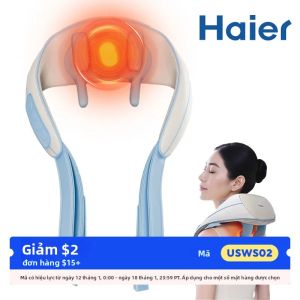Máy Mát Xa Cổ Và Vai Không Dây Haier Có Chức Năng Sưởi Ấm Thư Giãn Sử Dụng Pin Chất Liệu ABS & TPR Dụng Cụ Massage Toàn Thân