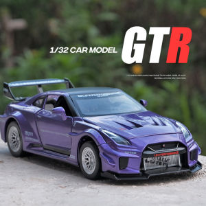 【Without box】1/32 Nissan GTR CSR2 diecast car Zinc Alloy Matel Light and Sound Birthday Gifts for Children Collection Pull Back Sports Cars Toys for Boys Hot Wheels Model Toys
