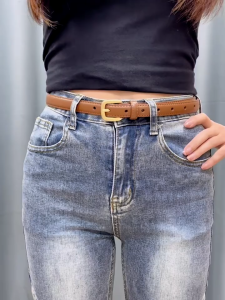 Women Casual Pin Buckle Waist Belt Simple Slim Design for Jeans Pants Dress and Skirt