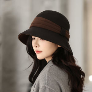New Folded Fisherman Hat Womens Autumn Winter Korean Version Color Block Outdoor Casual Face Slimming Bucket Hat Youth High Sense