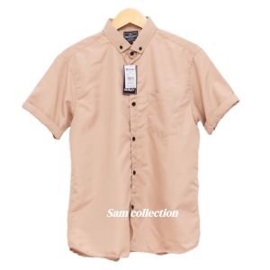 kemeja polos pria warna HITAM lengan pendek ukuran M-XXXL dan jumbo bigsize