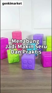 Technoplast Celengan Coin Bank Big Block Brick Large Small Genki Market