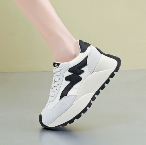 รองเท้าผ้าใบสไตล์เกาหลีส้นหนาสำหรับผู้หญิง สวมใส่สบาย พื้นยาง รองเท้าผ้าใบแบบสวม ฤดูใบไม้ผลิ 2025