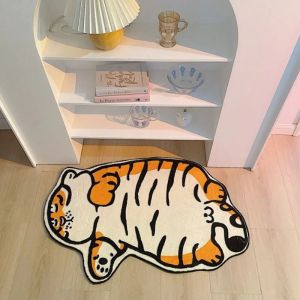 VIKAMA Chubby Tiger Thảm Sọc Cam Hoạt Hình Hình Thú Thảm Ấm Cúng Chống Trơn Trượt Thảm Trải Sàn Cho Phòng Ngủ Mầm Non Trang Trí Phòng Khách