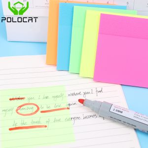 Polocat 50 Sheets Waterproof Transparent Sticky Notes Student Memo Pad Diary Stickers To Do List Note Paper Office Stationery