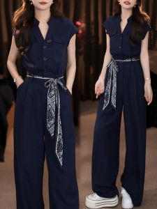 Shalldoer | Bộ quần ống rộng màu trơn thời trang mùa hè 2025 dành cho nữ Bộ đồ hai mảnh thiết kế ôm sát cơ thể phong cách ngọt ngào