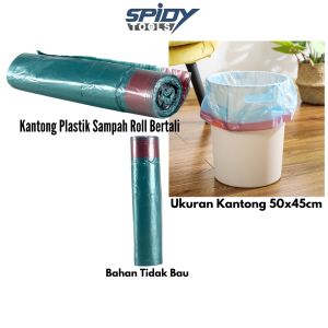 Spidy Kantong Sampah Plastik Roll Kresek Berpengikat Tali Rumah Tangga Kantor Pabrik
