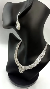 Wedding 3 Piece Crystal Jewelry Set Women Girls Necklace Earrings Bracelet Wedding Party