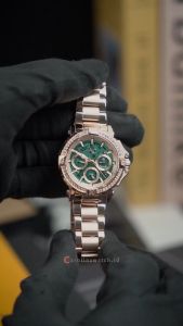 Jam Tangan Wanita Alexandre Christie Multifunction AC 9205 BFBRGGNDR Green Dial Rose Gold Stainless Steel Strap