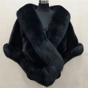 Fur Shawl for Women Fall and Winter Imitated Mink Fox Fur Collar Dress and Cheongsam Cape Wedding Dress Thickened Warm Short Outwear