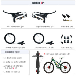 Left Disc Hydraulic Brakes for Mountain E-bike Power Off Xod Long Oil Tube 2100 160 140 Lever Clamp Handle Brake Assembly