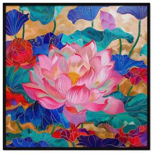 Tranh hoa sen tranh treo tường tranh dán tường phòng thờ phòng khách in canvas. CGI - 460