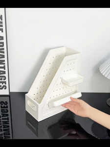 Desktop File Organizer with Pegboard Storage Box File Holder Book Paper Storage Rack Document Organizer File Box