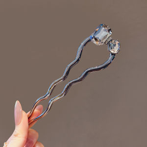 New Trung Quốc Cổ Đại Phong Cách Thanh Lịch Vuông Pha Lê Hình Chữ U Kẹp Tóc Trở Lại Đầu Bun Kim Loại cài tóc Đơn Giản Phụ kiện tóc Phụ Nữ