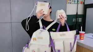 Schoolbag Student Backpack Bagpack for Kids 5in1 School Bag Sets Cute Book Bag 30x13x42cm