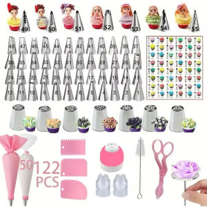 122-Piece Pink Cake Decorating Kit-62 Piping Tips Scrapers&Tools for Buttercream FlowersCakes&Cupcakes DIY Cupcakes Baking Set