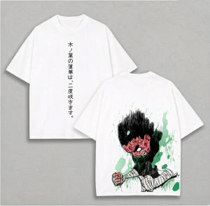 Bandai | Rock Lee T Shirt Eight Gates Naruto Vintage Acid Wash Streetwear Retro Anime Graphic Men Tees Cotton Clothing Top
