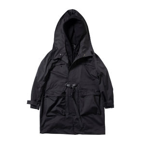 AOGZ | AOGZ Hooded Jacket Mens Womens Oversize Spring Autumn Casual Workwear Style Polyester Fiber Long Sleeve Zipper Closure Jacket