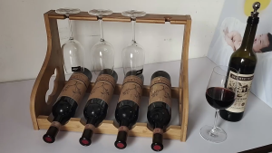 【Ready Stock】Bamboo Wine Rack with Glass Holder Ornaments Wood Wine Glass Holder Haning Shelf Goblet Rack Nordic Upside Down Home Decoration Wine Rack