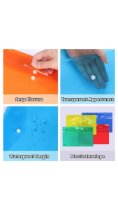 Colored Plastic Envelope w/ Snap Button Closure A4 Document Folder for School & Office