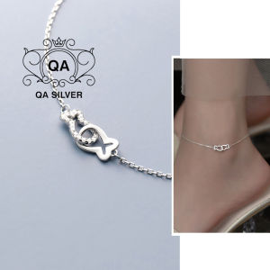 Lắc chân bạc 925 cá đính đá vòng nữ may mắn S925 Fish QA Silver Anklet AN240401