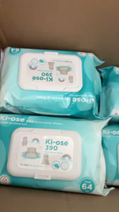 Ki-ose390 แผ่นเช็ดทำความสะอาดและฆ่าเชื้อพื้นผิว ชนิดแผ่น64แผ่น/ห่อ