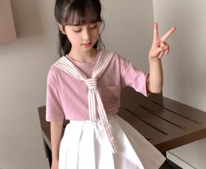 KYII Girls set two-piece Short Sleeve Round-neck top children Set kyii0162